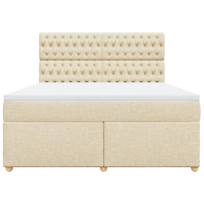 Box Spring Postel S Matrací Krémová 180X200 Cm Textil