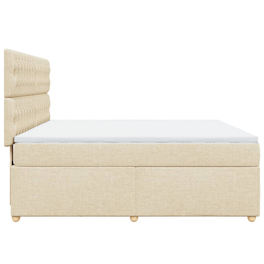 Box Spring Postel S Matrací Krémová 180X200 Cm Textil