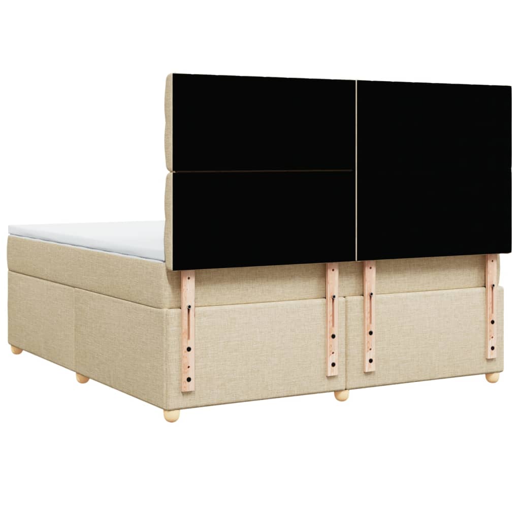 Box Spring Postel S Matrací Krémová 180X200 Cm Textil