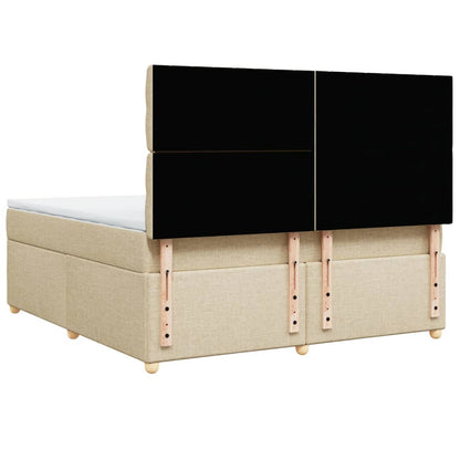 Box Spring Postel S Matrací Krémová 180X200 Cm Textil