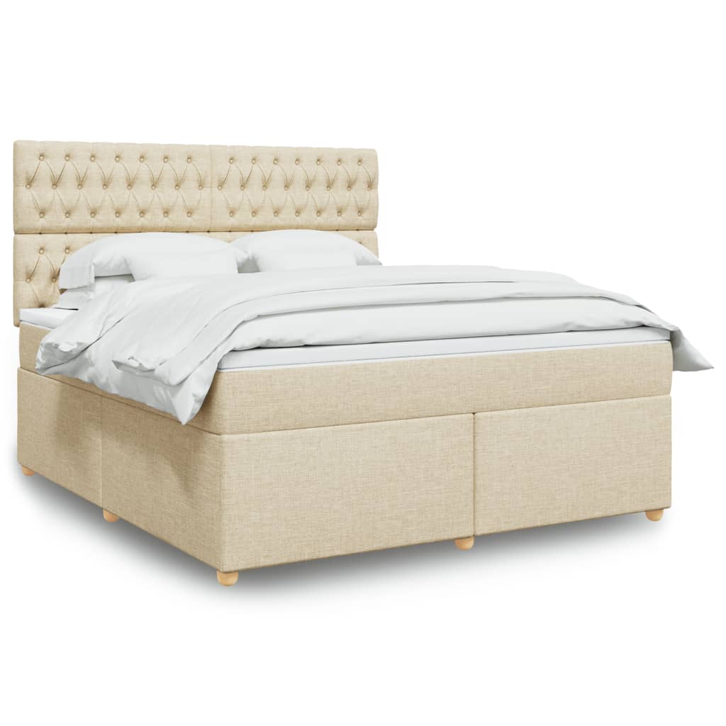 Box Spring Postel S Matrací Krémová 180X200 Cm Textil
