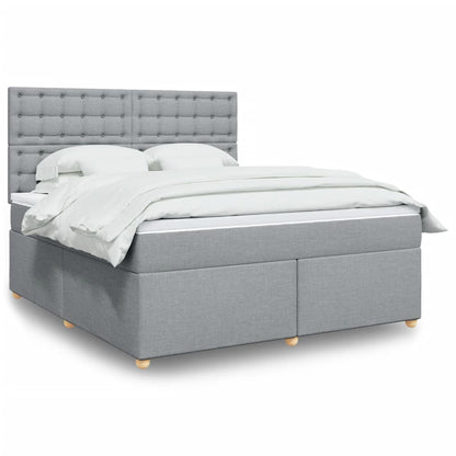 Box Spring Postel S Matrací Textil Světle Šedá