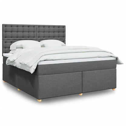 Box Spring Postel S Matrací Textil Tmavě Šedá