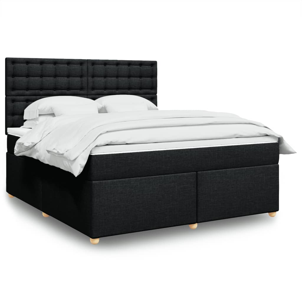 Box Spring Postel S Matrací Černá Textil Černá