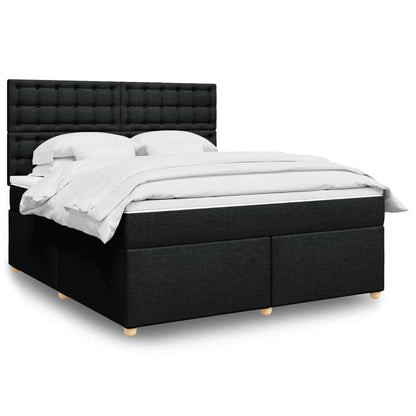 Box Spring Postel S Matrací Černá Textil Černá