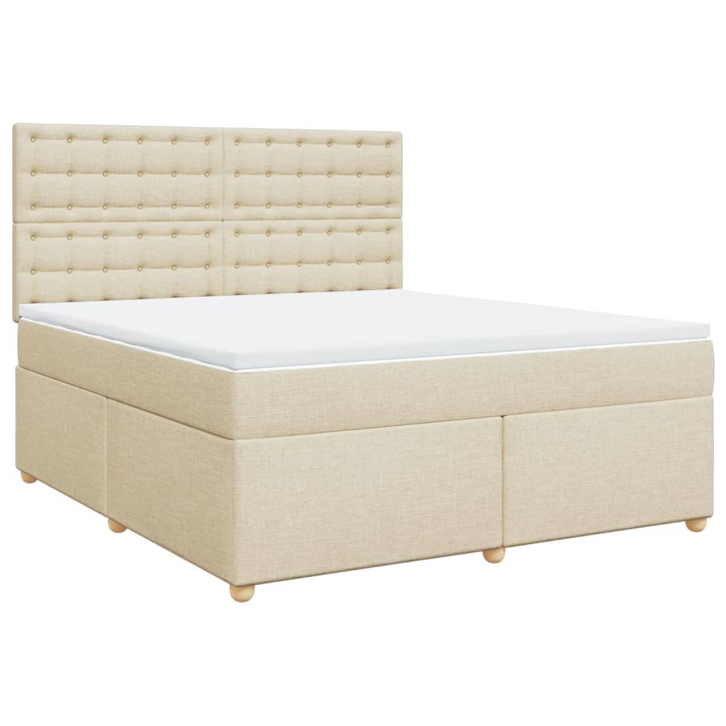Box Spring Postel S Matrací Krémová 180X200 Cm Textil