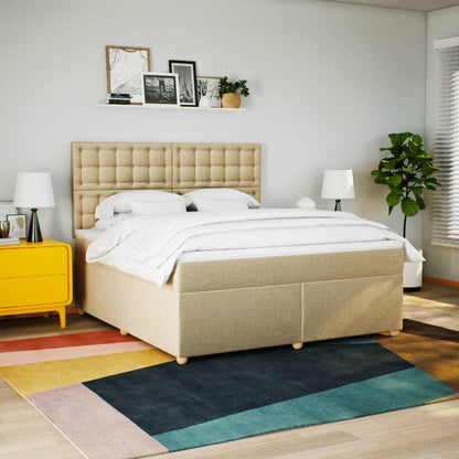 Box Spring Postel S Matrací Krémová 180X200 Cm Textil