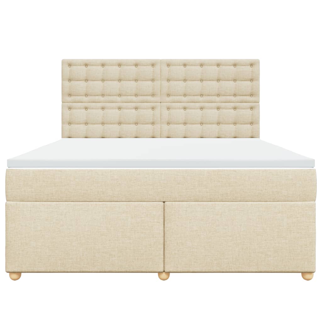 Box Spring Postel S Matrací Krémová 180X200 Cm Textil