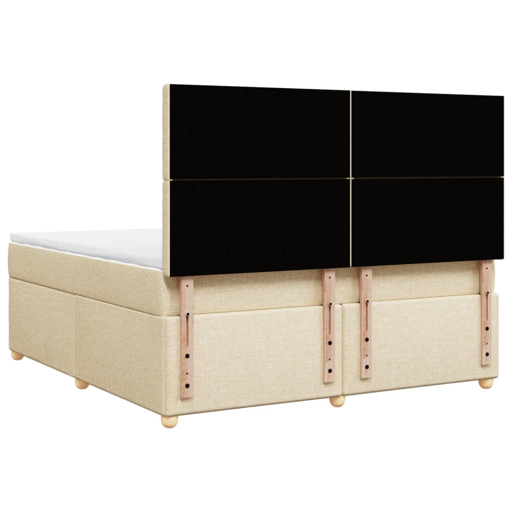 Box Spring Postel S Matrací Krémová 180X200 Cm Textil