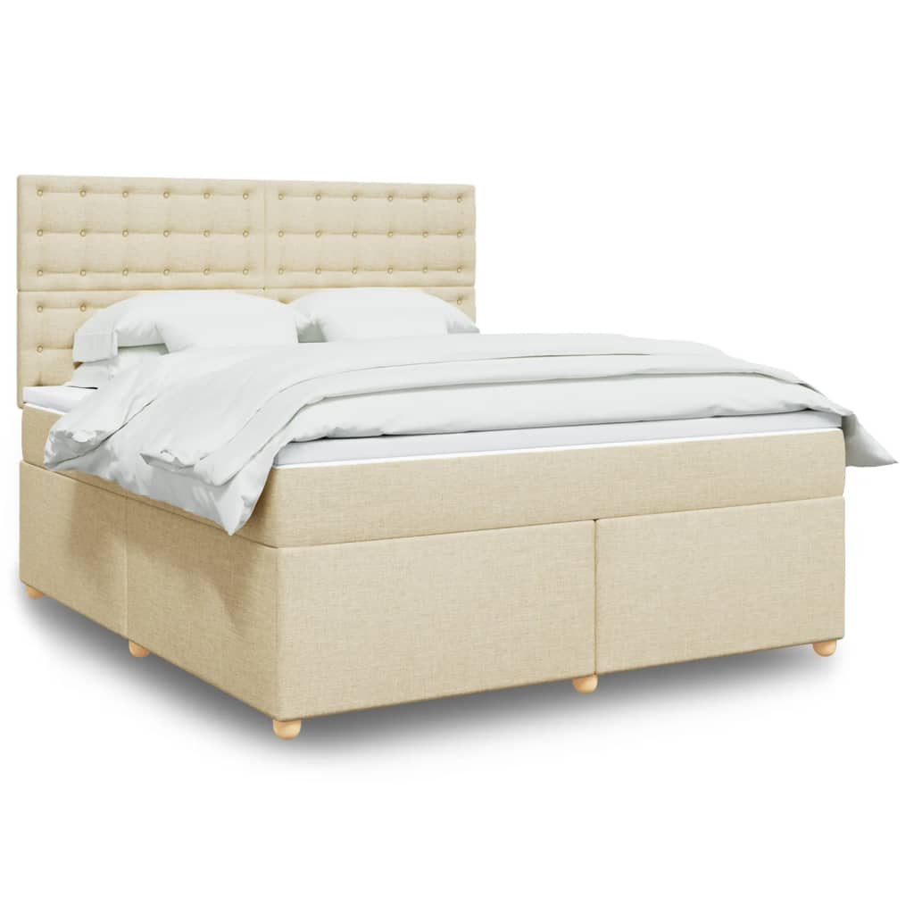 Box Spring Postel S Matrací Krémová 180X200 Cm Textil