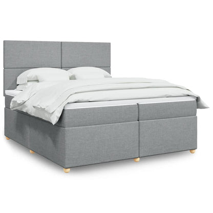 Box Spring Postel S Matrací Textil Světle Šedá