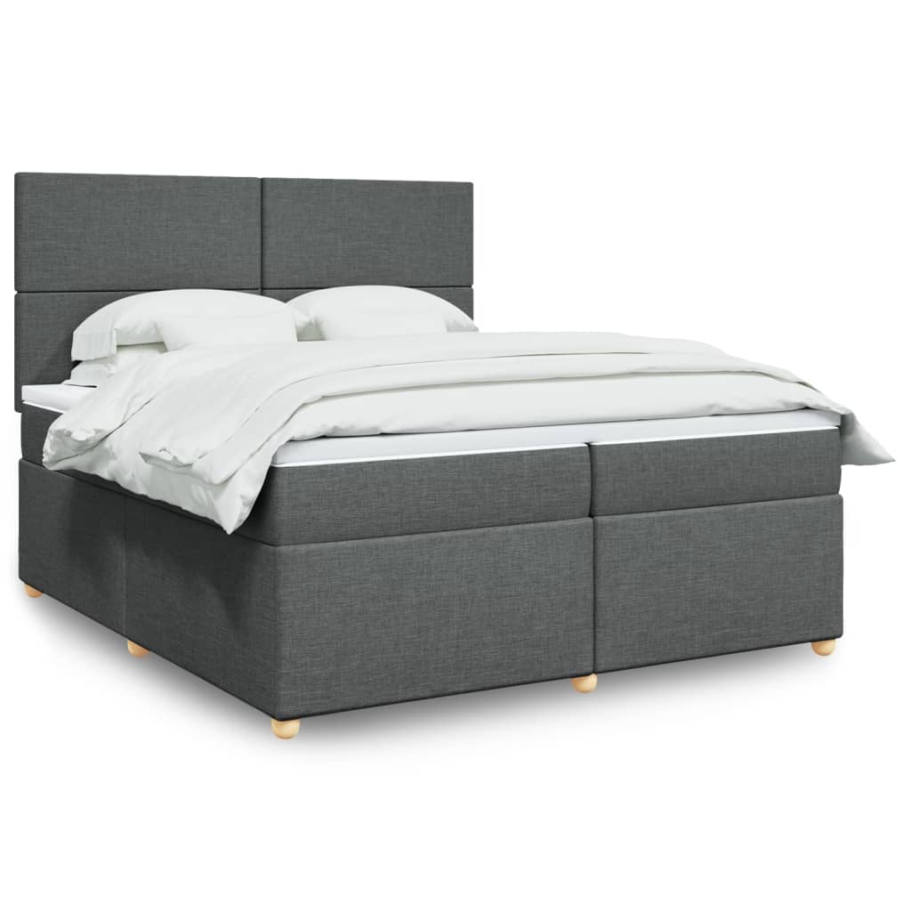 Box Spring Postel S Matrací Textil Tmavě Šedá