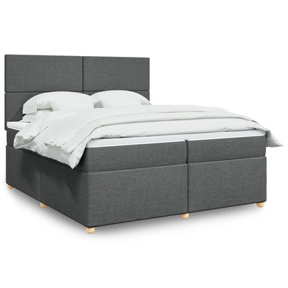 Box Spring Postel S Matrací Textil Tmavě Šedá