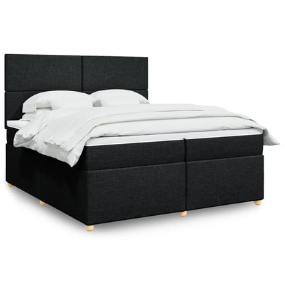 Box Spring Postel S Matrací Černá Textil Černá