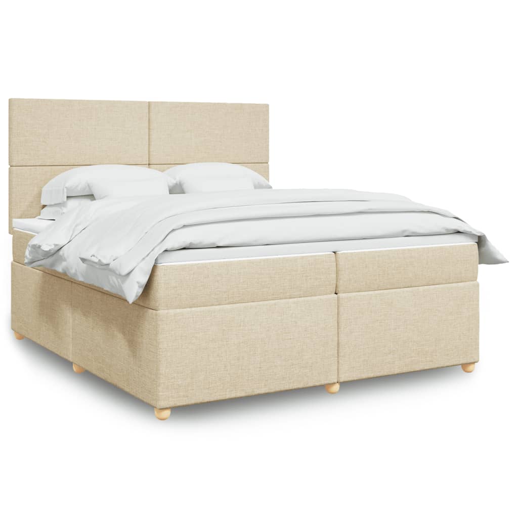Box Spring Postel S Matrací Textil Krémová