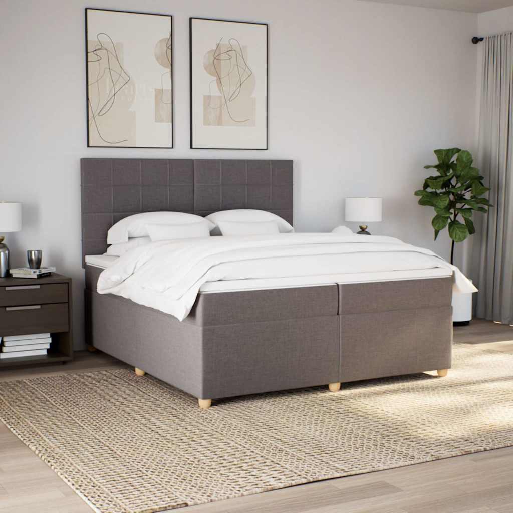 Box Spring Postel S Matrací Taupe 200X200 Cm Textil