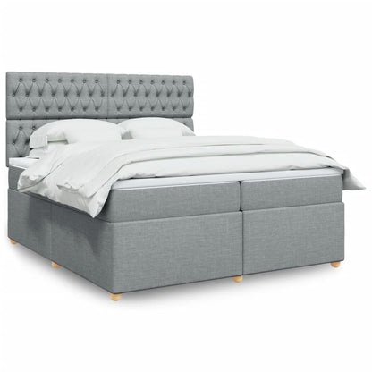 Box Spring Postel S Matrací Textil Světle Šedá