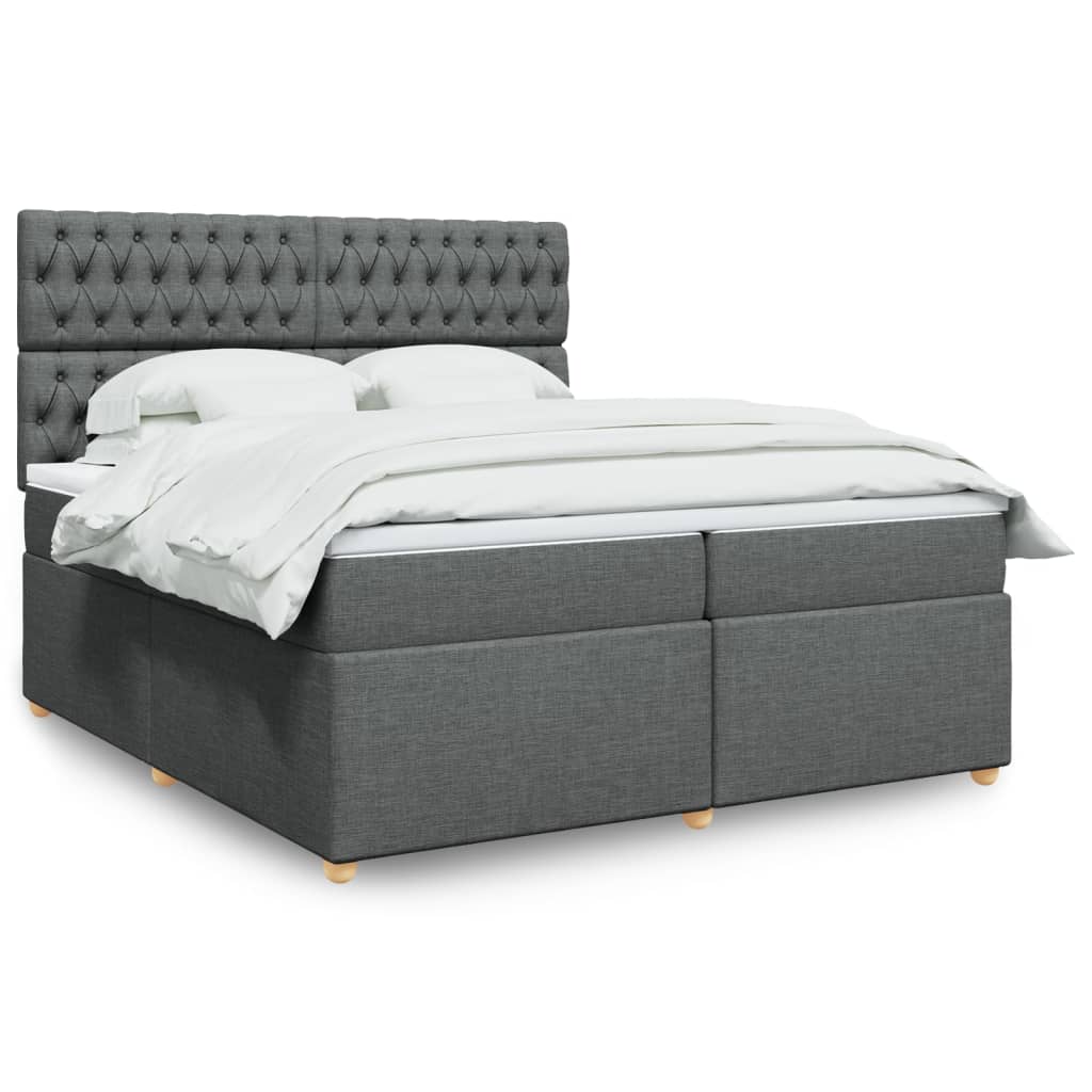 Box Spring Postel S Matrací Textil Tmavě Šedá