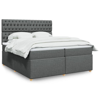 Box Spring Postel S Matrací Textil Tmavě Šedá