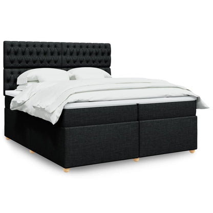 Box Spring Postel S Matrací Černá Textil Černá