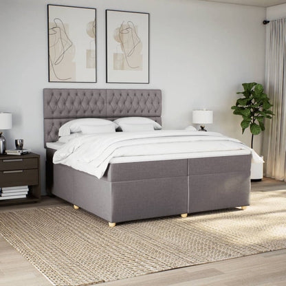 Box Spring Postel S Matrací Taupe 200X200 Cm Textil