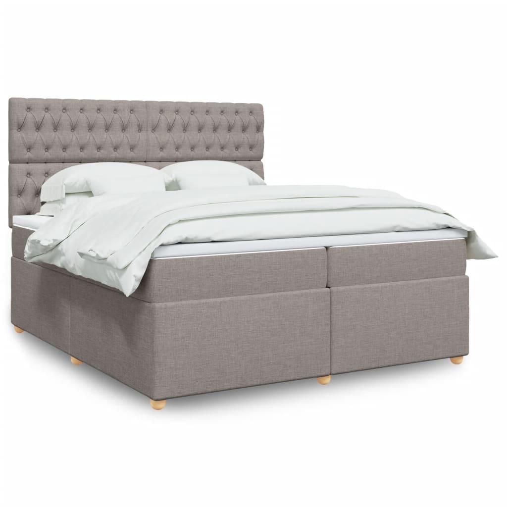 Box Spring Postel S Matrací Taupe 200X200 Cm Textil