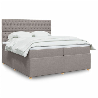 Box Spring Postel S Matrací Taupe 200X200 Cm Textil