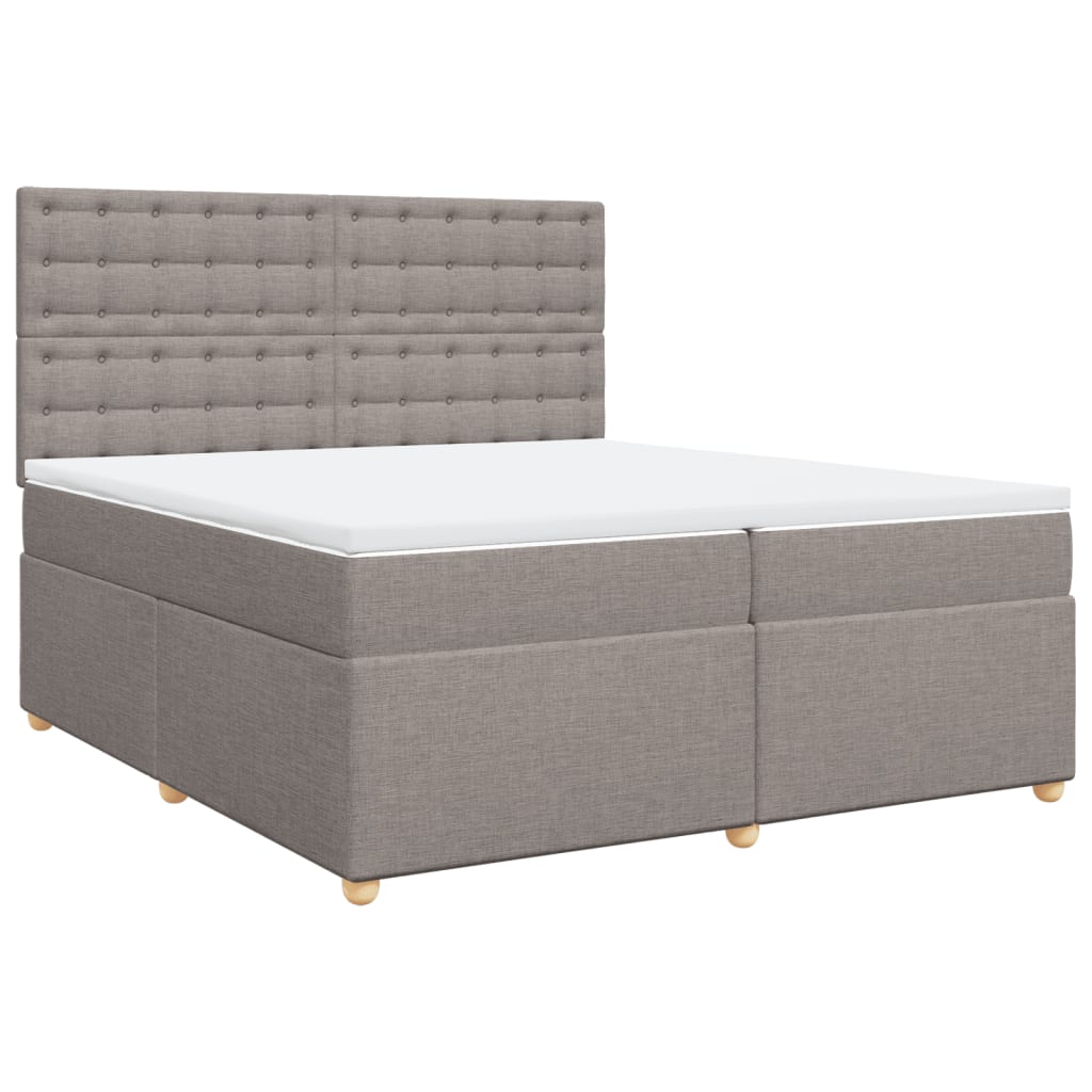 Box Spring Postel S Matrací Taupe 200X200 Cm Textil