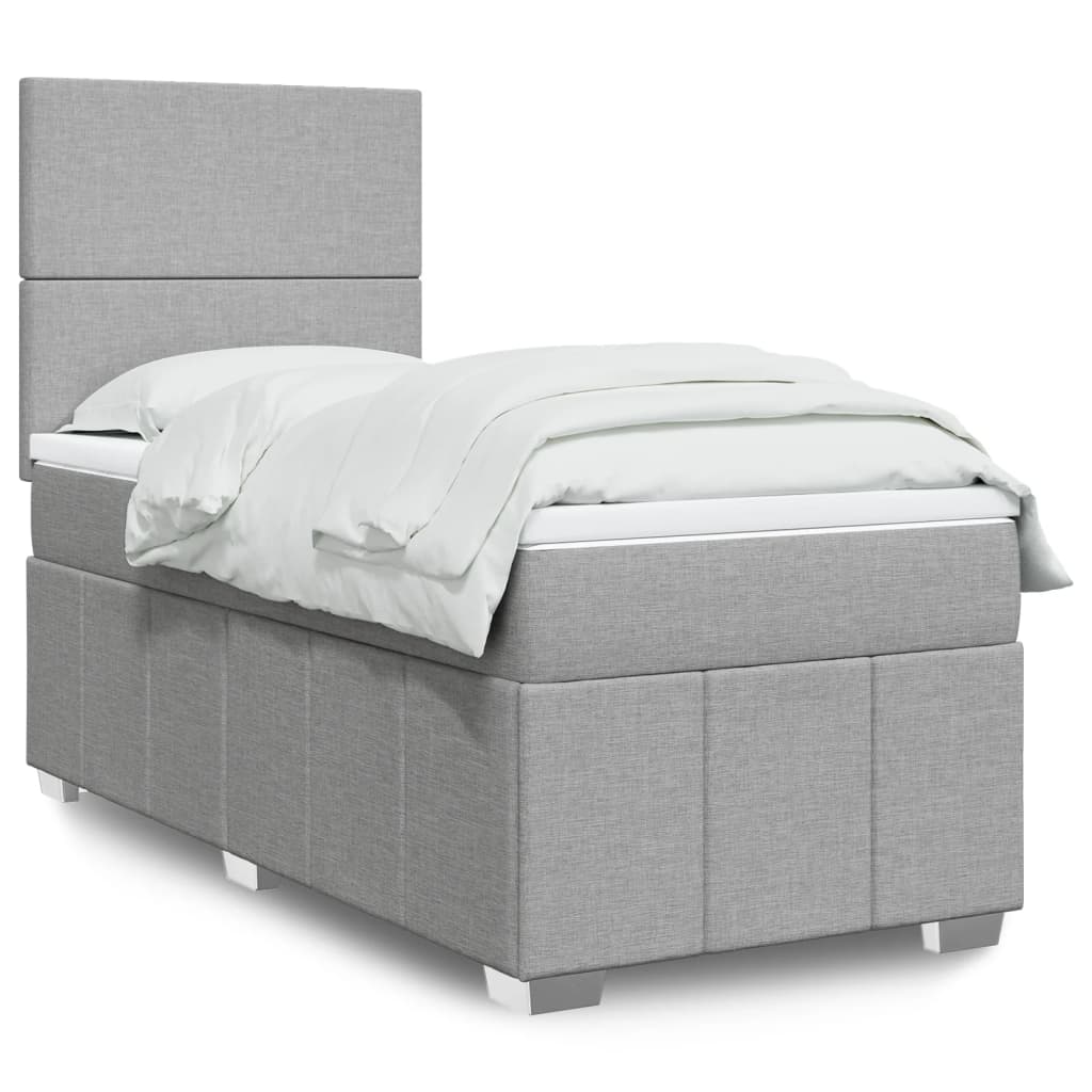 Box Spring Postel S Matrací Textil Světle Šedá