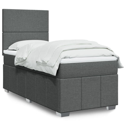 Box Spring Postel S Matrací Tmavě Šedá 80 X 200 Cm Textil