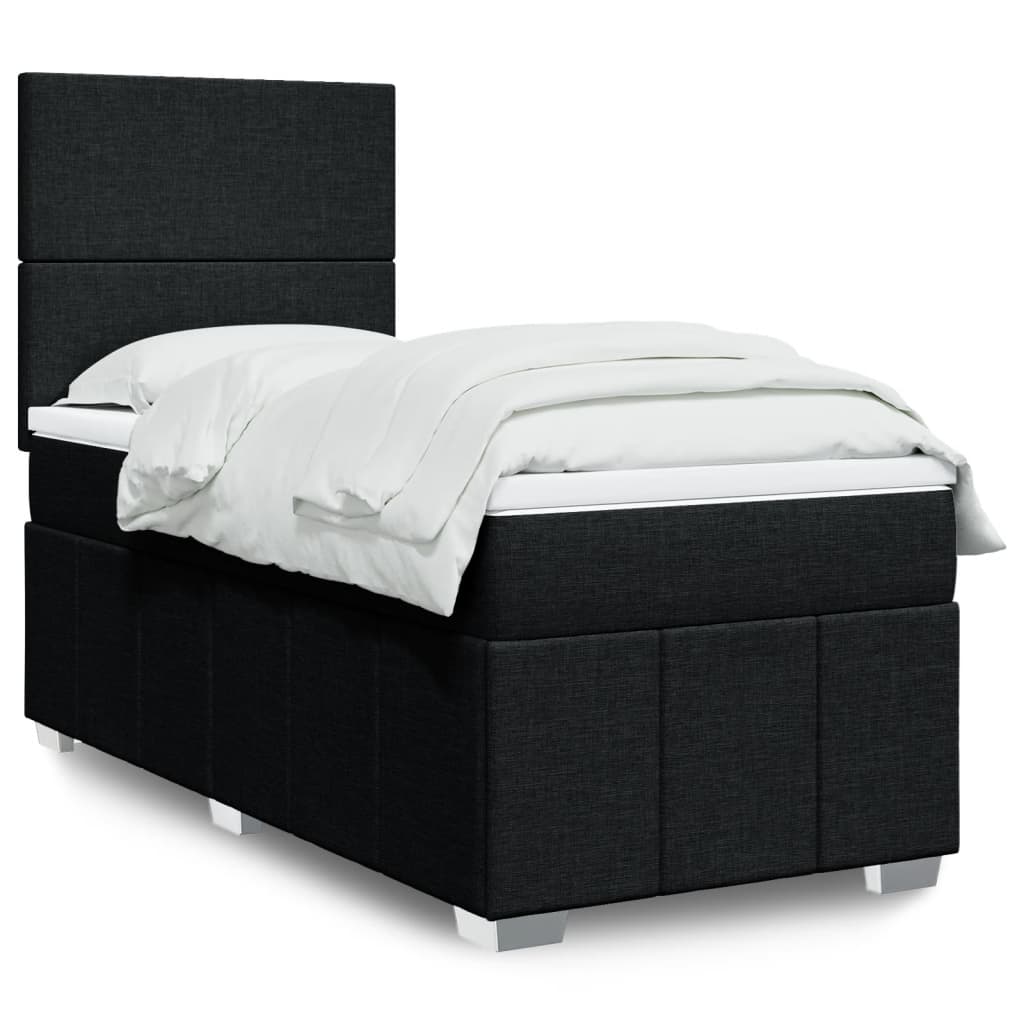 Box Spring Postel S Matrací Černá Textil Černá