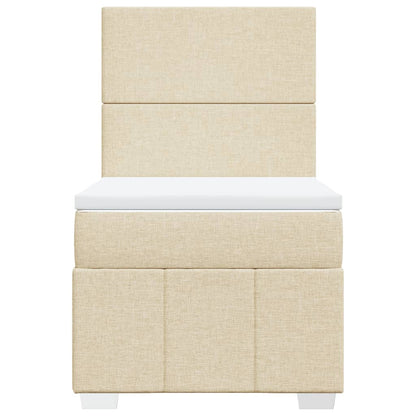 Box Spring Postel S Matrací Krémová 80 X 200 Cm Textil