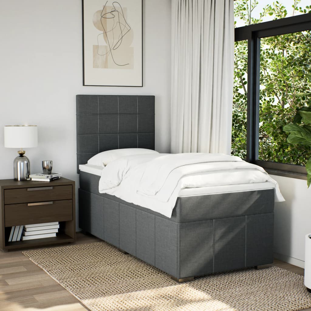 Box Spring Postel S Matrací Tmavě Šedá 80 X 200 Cm Textil
