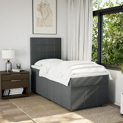 Box Spring Postel S Matrací Tmavě Šedá 80 X 200 Cm Textil