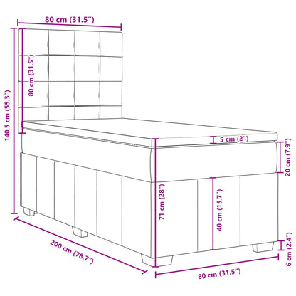 Box Spring Postel S Matrací Tmavě Šedá 80 X 200 Cm Textil