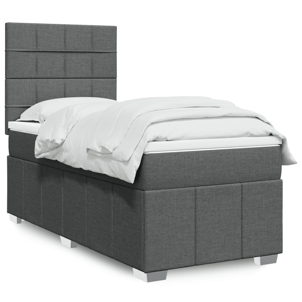 Box Spring Postel S Matrací Tmavě Šedá 80 X 200 Cm Textil