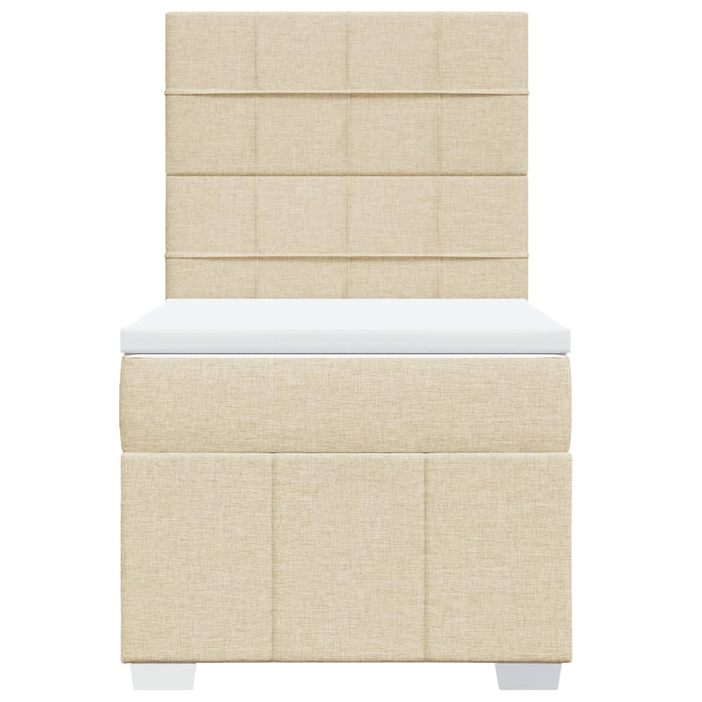 Box Spring Postel S Matrací Krémová 80 X 200 Cm Textil