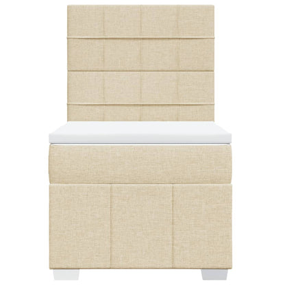 Box Spring Postel S Matrací Krémová 80 X 200 Cm Textil