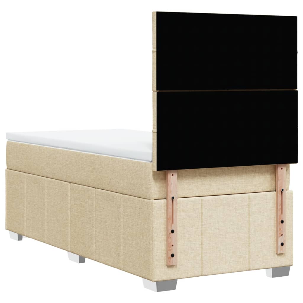 Box Spring Postel S Matrací Krémová 80 X 200 Cm Textil