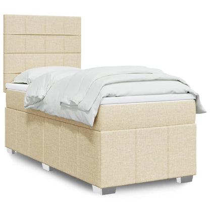 Box Spring Postel S Matrací Krémová 80 X 200 Cm Textil