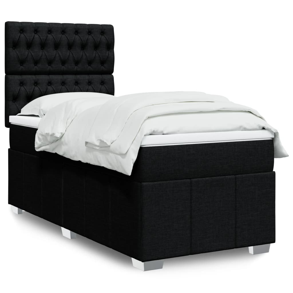 Box Spring Postel S Matrací Černá Textil Černá