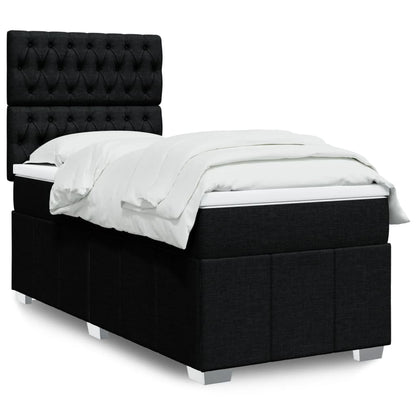 Box Spring Postel S Matrací Černá Textil Černá