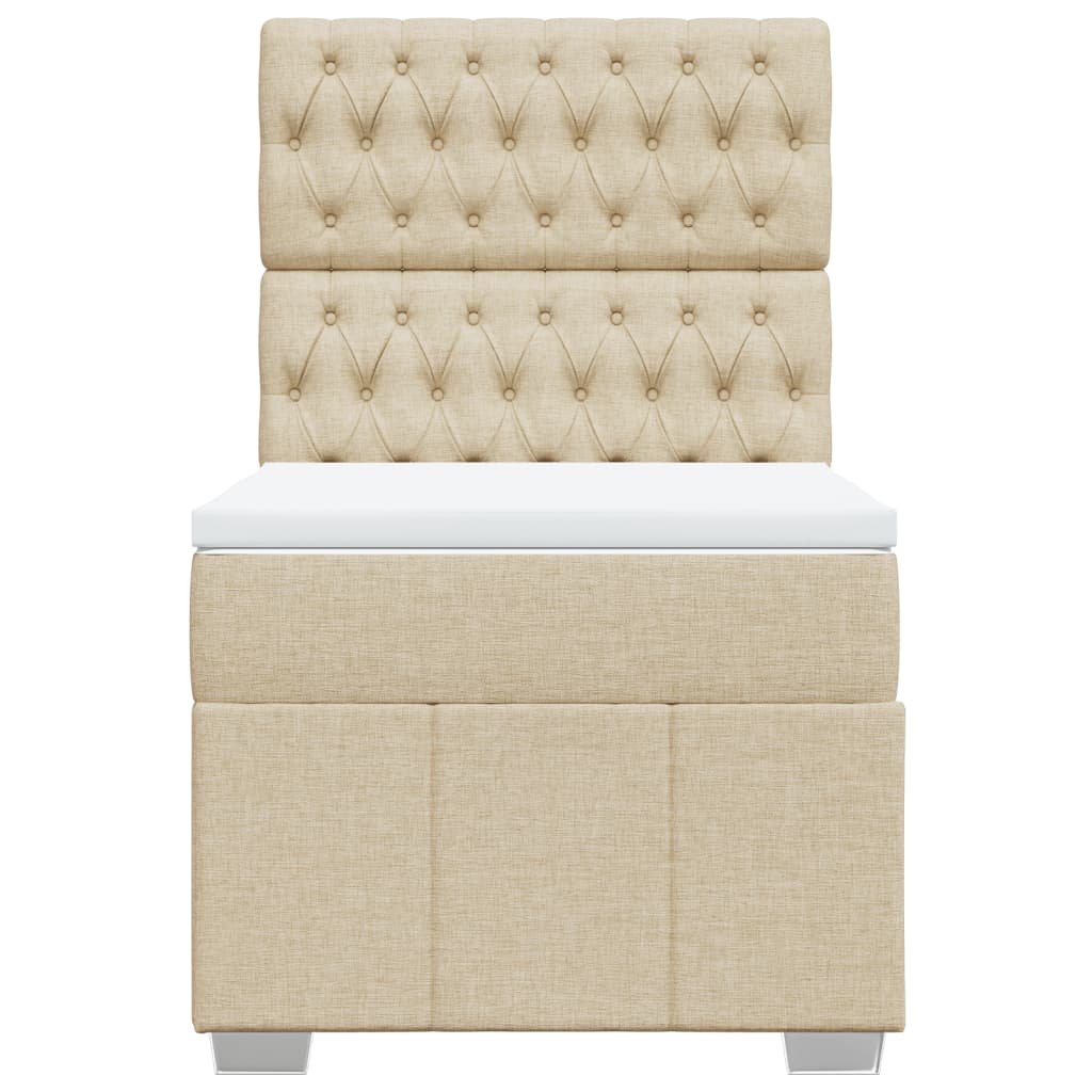Box Spring Postel S Matrací Krémová 80 X 200 Cm Textil