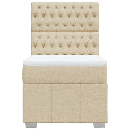 Box Spring Postel S Matrací Krémová 80 X 200 Cm Textil