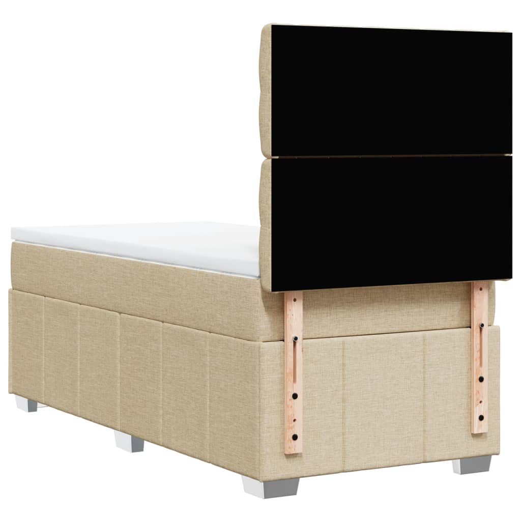 Box Spring Postel S Matrací Krémová 80 X 200 Cm Textil