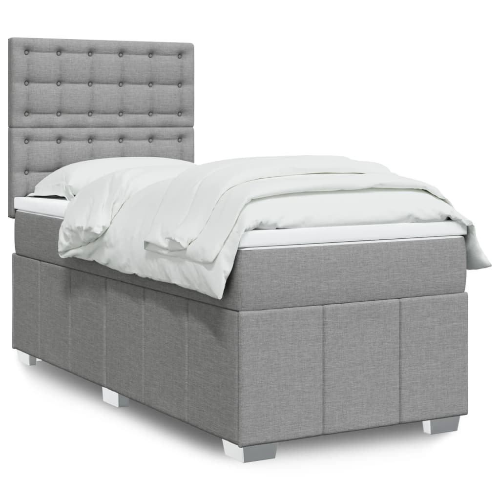 Box Spring Postel S Matrací Textil Světle Šedá