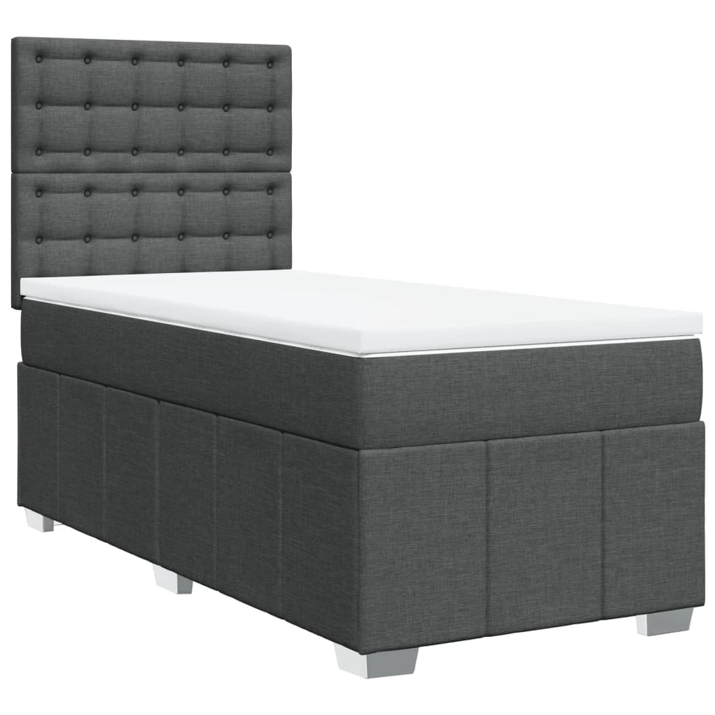 Box Spring Postel S Matrací Tmavě Šedá 80 X 200 Cm Textil