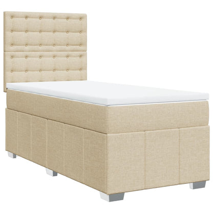 Box Spring Postel S Matrací Krémová 80 X 200 Cm Textil
