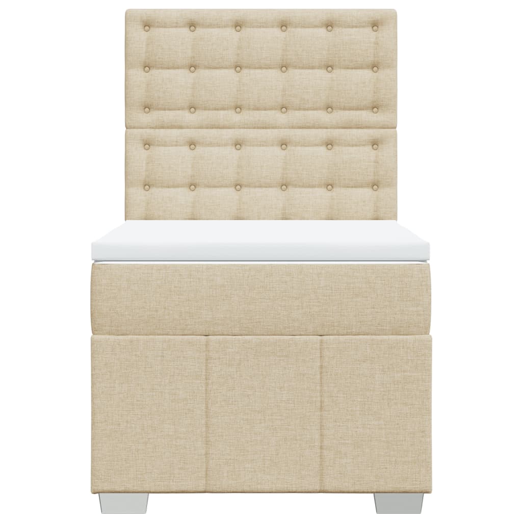 Box Spring Postel S Matrací Krémová 80 X 200 Cm Textil