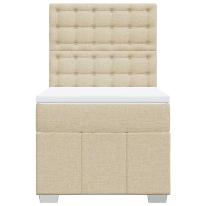 Box Spring Postel S Matrací Krémová 80 X 200 Cm Textil